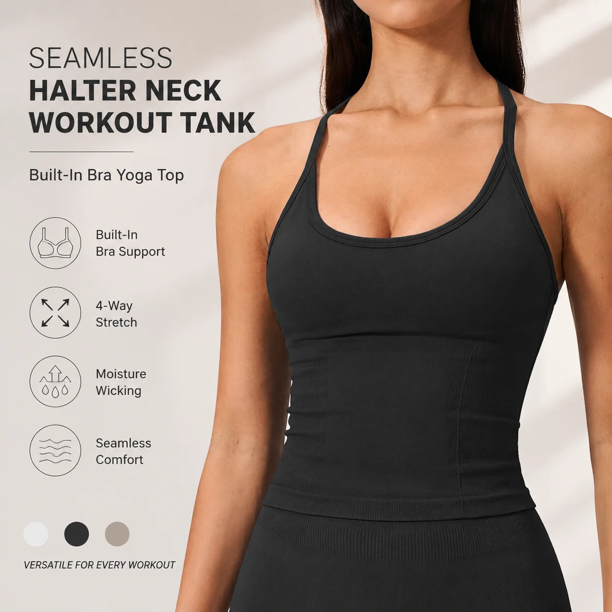 Luxury 2 in 1 Yoga Tank Top with Built in Bra Women Premium Seamless Workout Top Underarm Smoothing Gym Vest Matte Finish Female