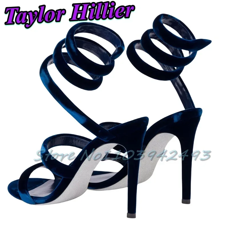 Wrist-Wrap Heeled Sandals Snake-Shaped Heels Open Toe Stiletto Women Shoes Summer Shallow Sandalias De Mujer Designer Luxury New image 4
