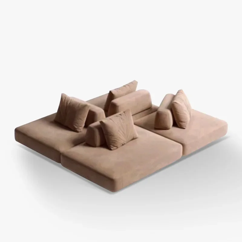 Tofu block island module free combination fabric sofa modern simple living room furniture cream style designer
