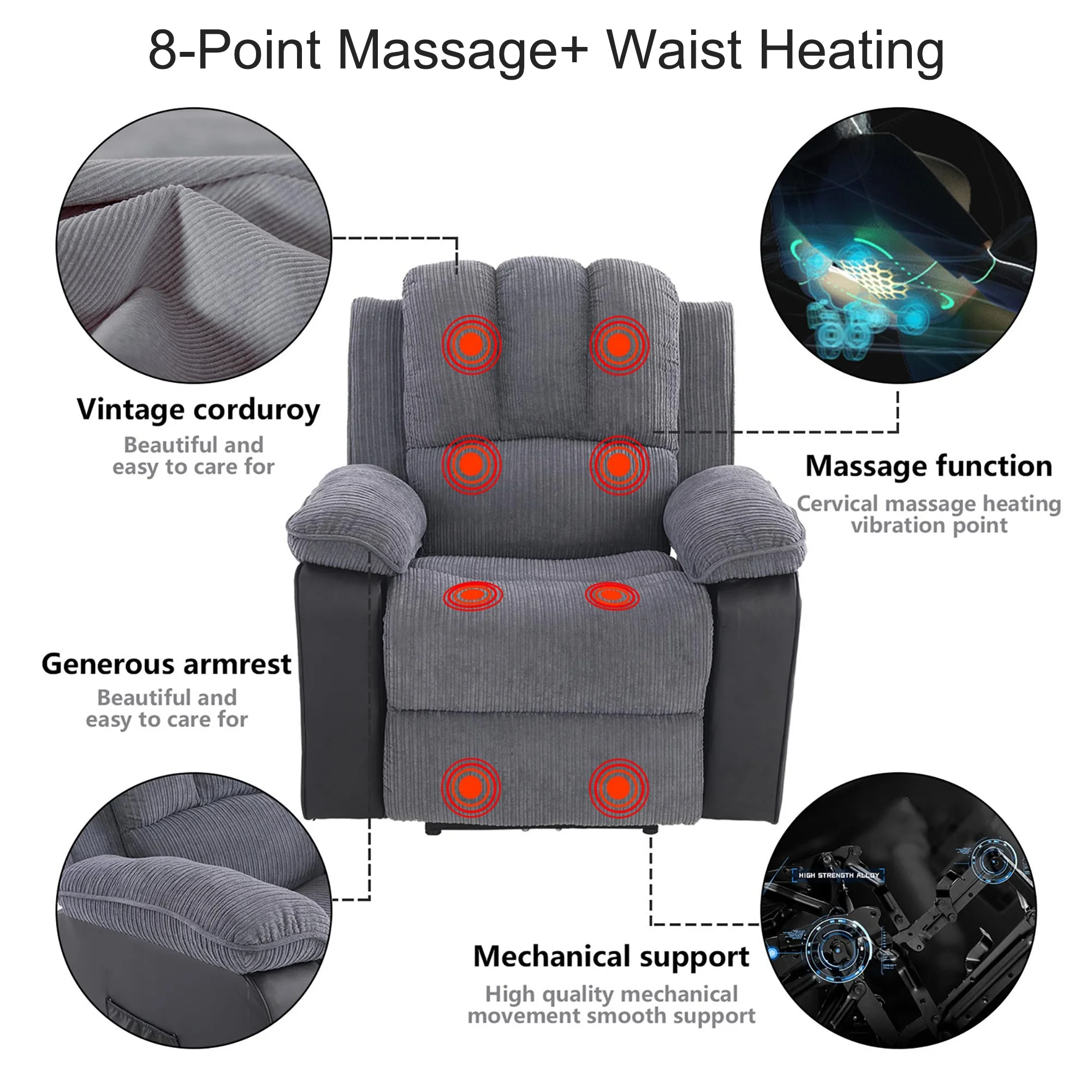 مجموعة أثاث صالة الأريكة الفاخرة للسينما المنزلية الحديثة مع تدليك لكبار السن #4