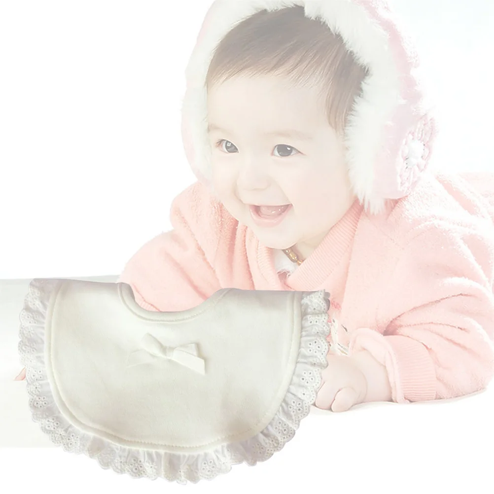 Baby Waterproof Cotton Drool Bib For Newborn Infant Toddler Soft Dining Bib Keeps Clothes Dry White