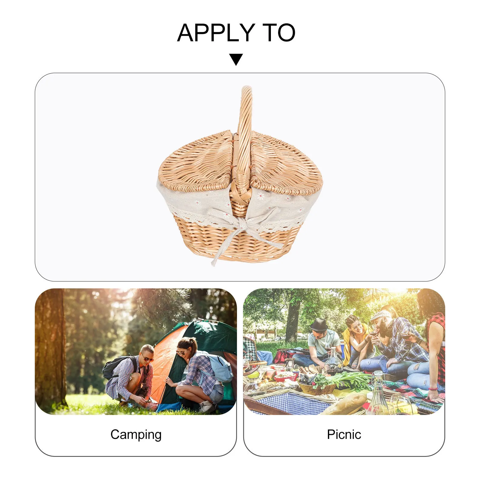 

1Pcs Woven Rattan Basket with Lid Premium Fruit Storage Container for Home Garden Picnic Bread Snack Organizer Portable Strong