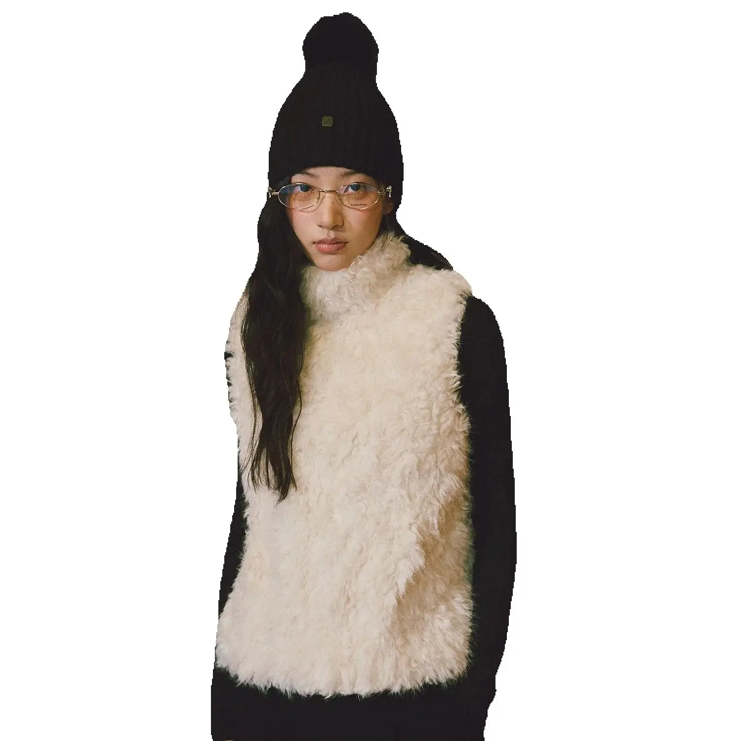 سترة فرو توكا مجعدة صديقة للبيئة بياقة واقفة دافئة للنساء، سترة فروي مكتوفة الظهر