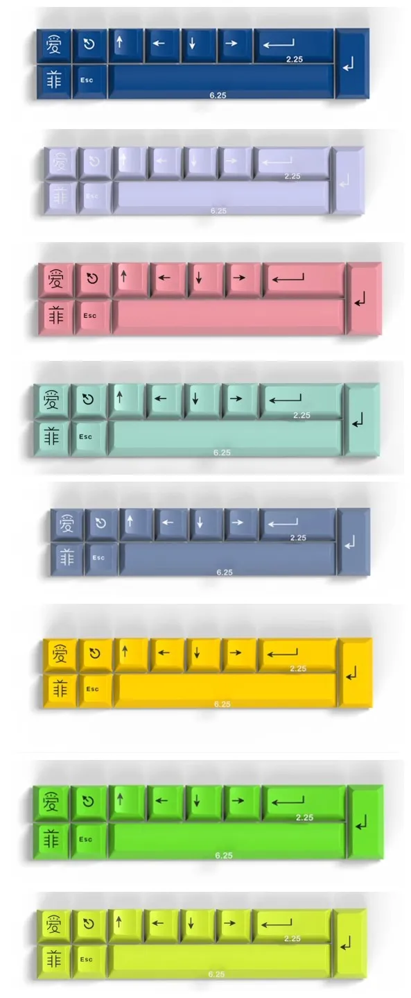 11 Keys Aifei Supplement Kit Keycaps ABS Double Shot Key Caps Cherry Profile Keycap For GMK Classic Blue Wavez Toxic Arctic