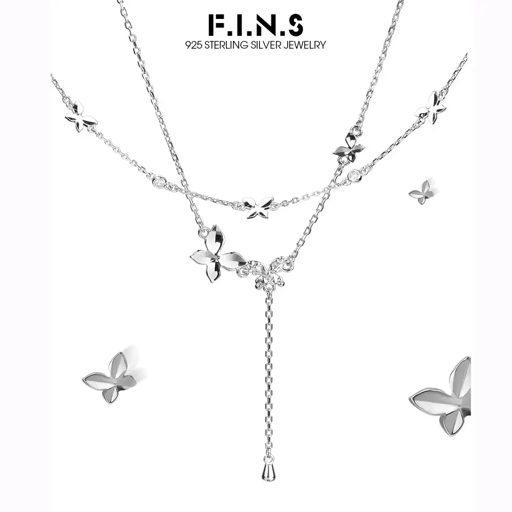 

F.I.N.S минималистичное ожерелье из стерлингового серебра 925 пробы с бабочкой, универсальная штабелируемая цепочка на ключицу с животными, подвески для женщин, ювелирные изделия