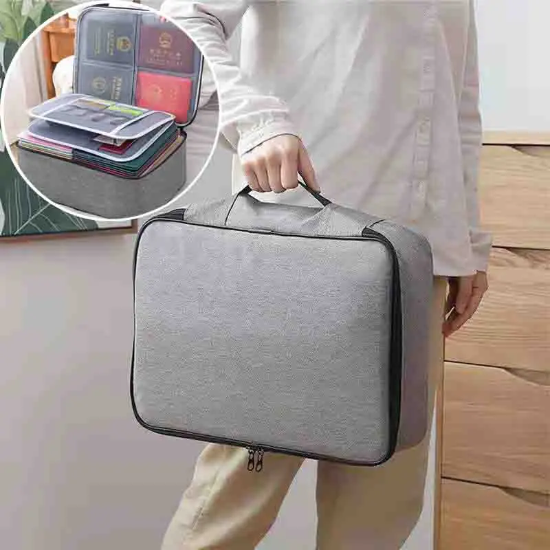 

1-2PCS Home Large Capacity Household Certificate Passport Card Bag Folder Archive Organizing Storage Bag Document Storage Bag