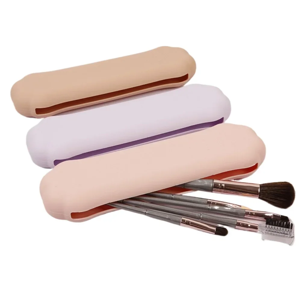 Nuevo soporte para brochas de maquillaje de viaje, bolsa para brochas cosméticas de silicona, estuche de esponja de maquillaje, herramientas de maquillaje portátiles impermeables para mujeres y niñas