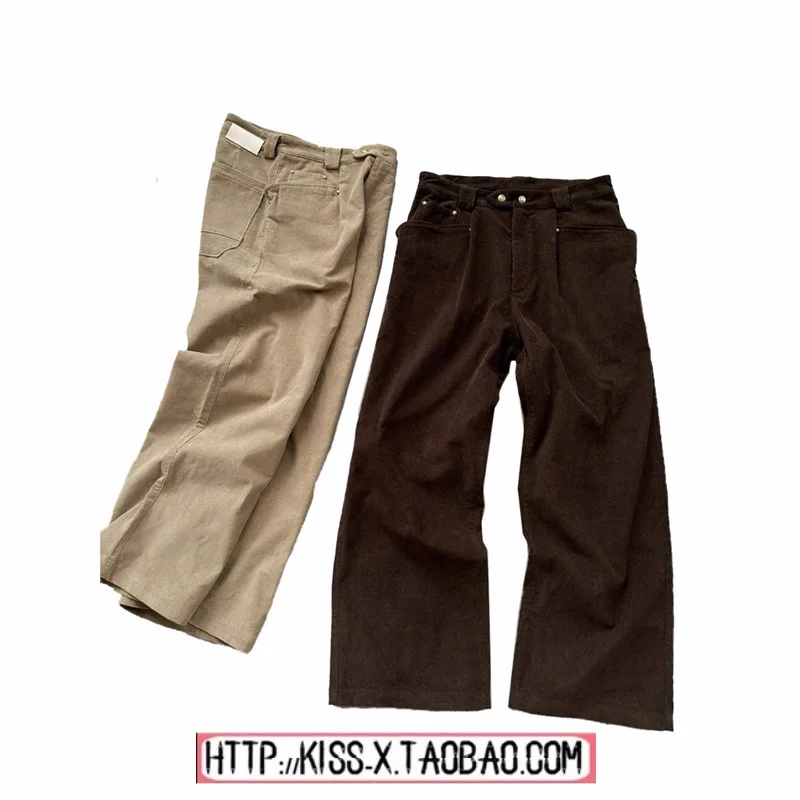 

Осень 2023, новые свободные вельветовые повседневные брюки в стиле ретро, мужские свободные удобные хлопковые рабочие брюки для пар