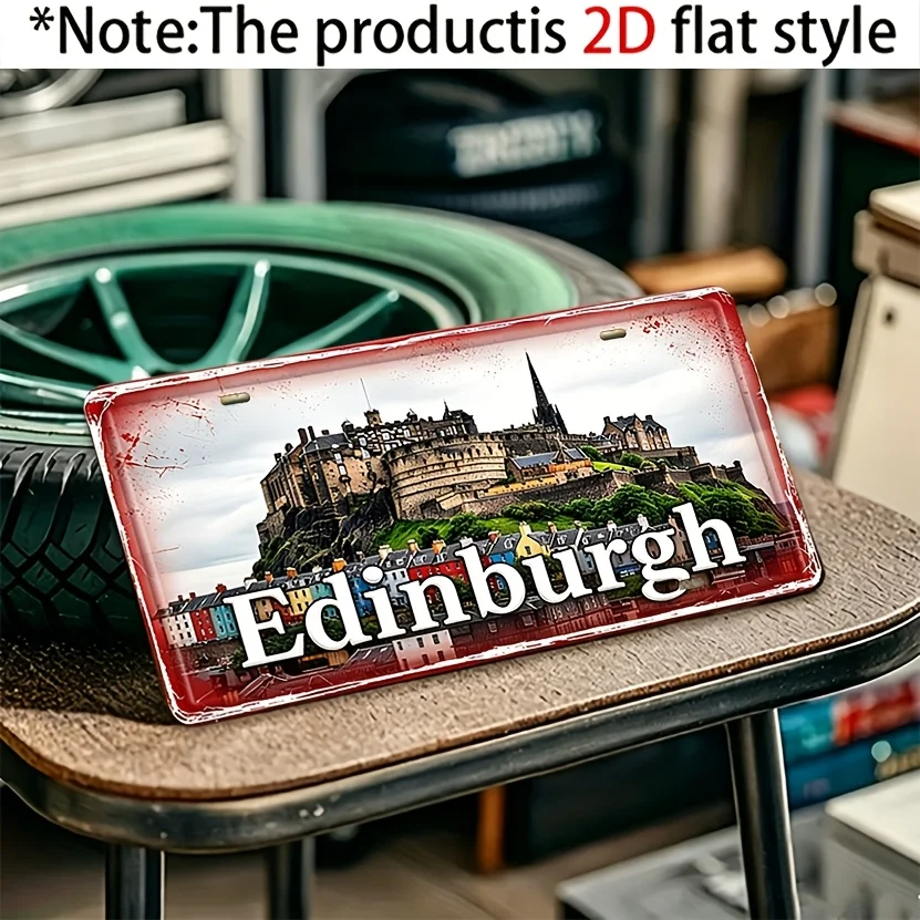 2D Flat - 【2D Flat】 2D Flat - [2D Flat] 2D Flat - Decorative Use Solely, Scottish Edinburgh Castle Weathered Outdoor Sign And Wa