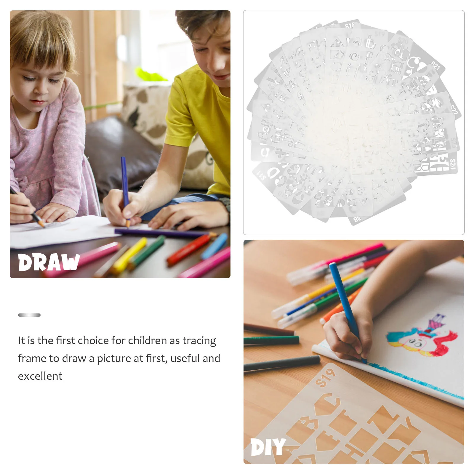 

24Pcs Letter Stencils Painting Templates Durable Reusable DIY Scrapbook Graffiti Alphabet Stencil Tools Stencils