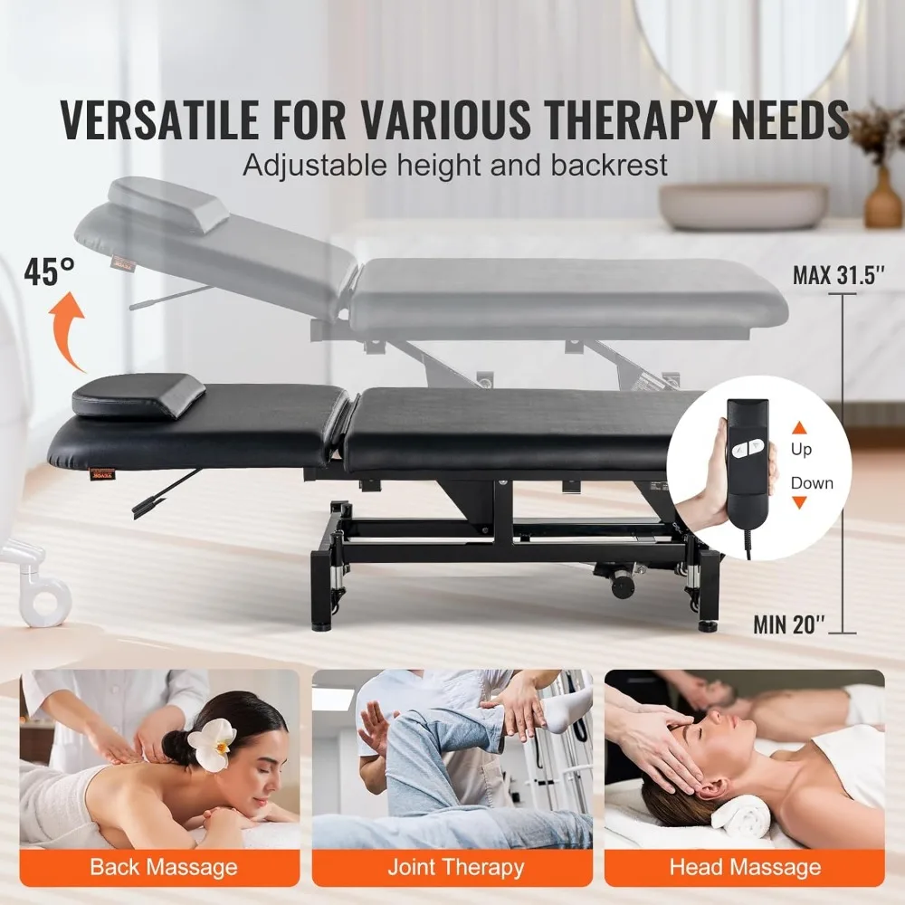 Electric Massage Table Professional,Electric Lift Massage Table with Headrest Backrest, Height Adjustable Tattoo Spa Table