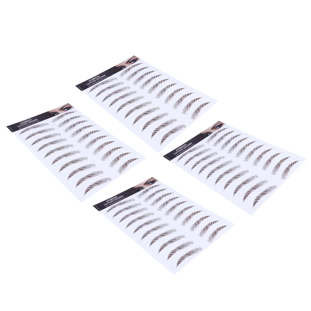 4 Pcs Eyebrow Stickers Grooming Stencils Artificial Transformation Water Transfer Paper with Soy Ink 6D Hair-Like Eyebrows Fake