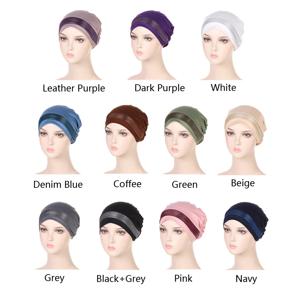 New Glitter Chemo Cap Women Muslim Inner Hijab Turban Underscarf Head Scarf Wrap Hair Loss Cover Hat Bonnet Headwear Skullies