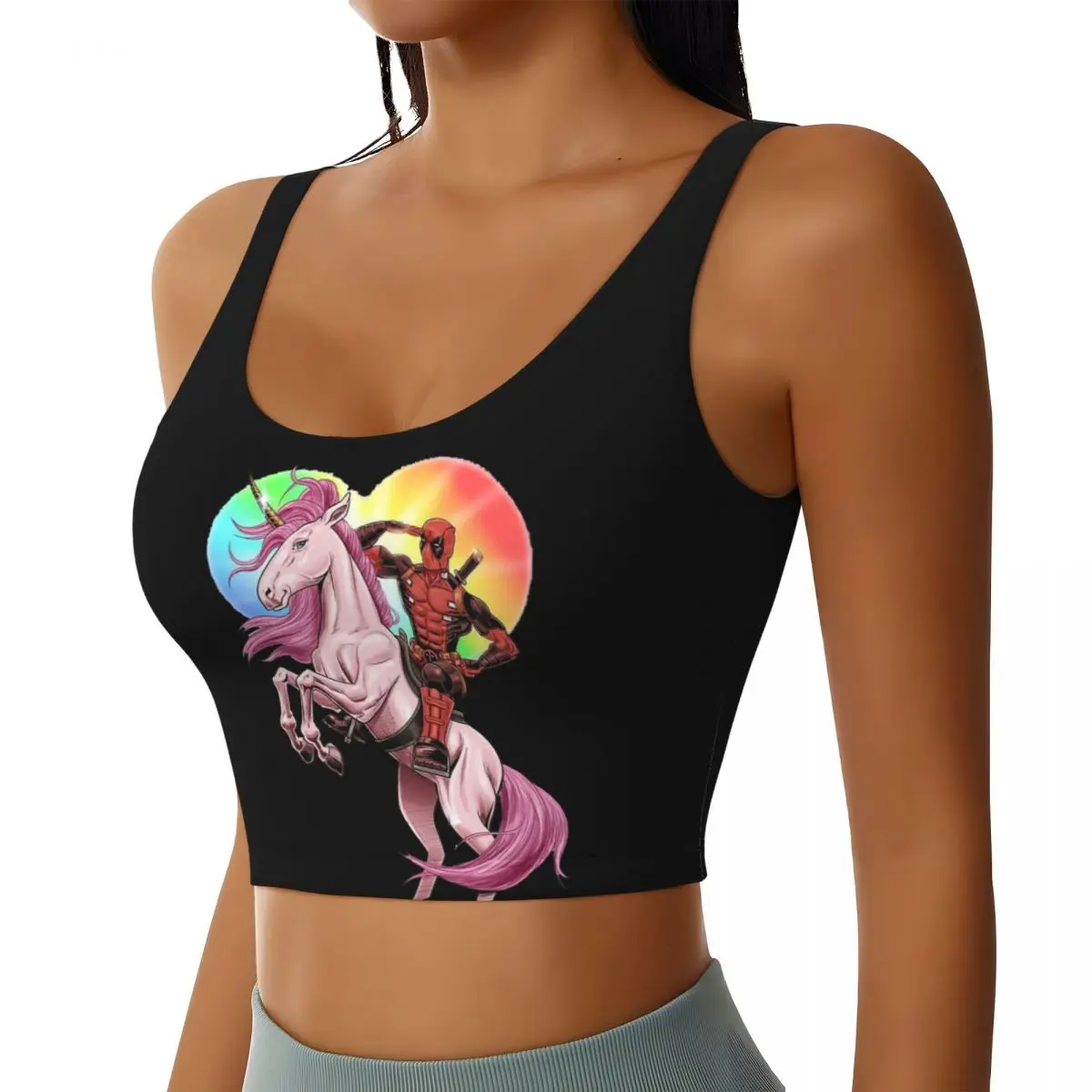 Custom High Impact Deadpool Love Sports Bra for Women Gym Workout Yoga Crop Top