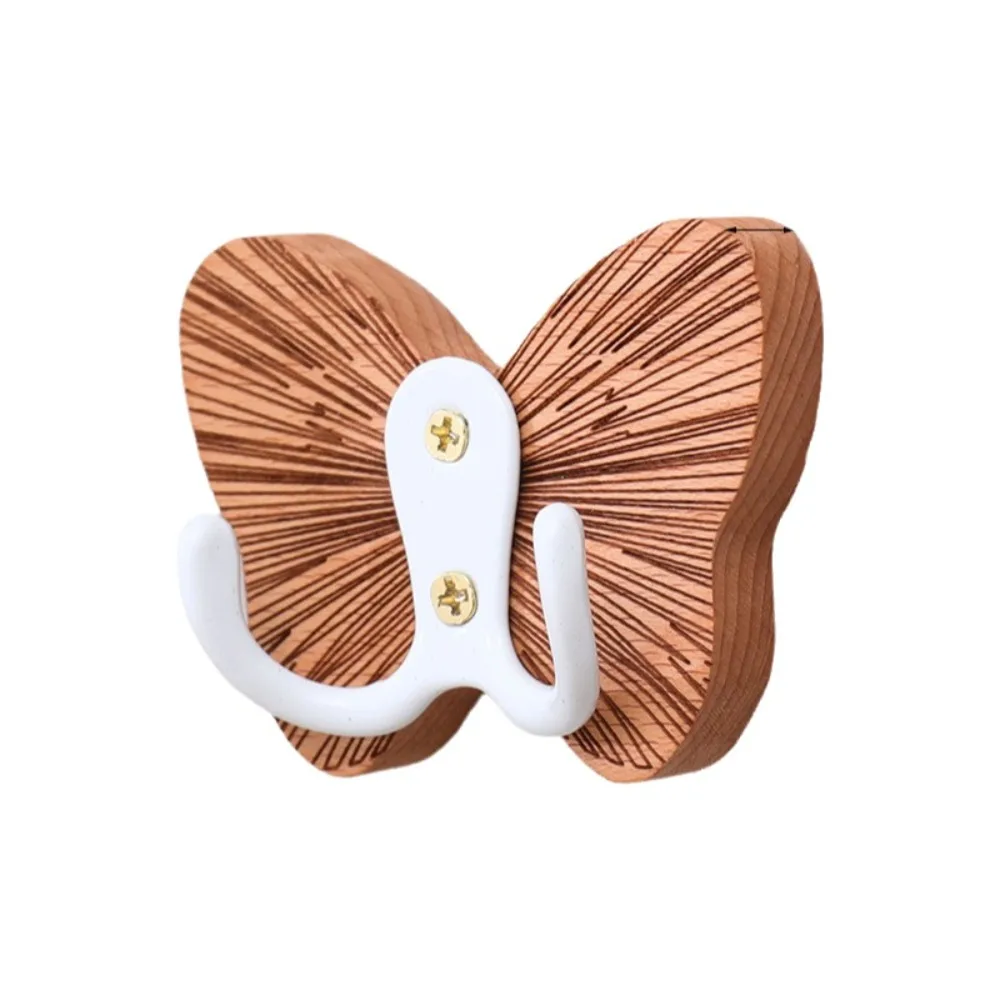 

Butterfly Design Wood Butterfly Hook Thicken Large Load Bearing Hanging Key Holder Double Hook Multi-functional
