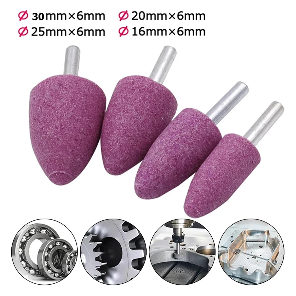 20Pcs Red Corundum 6mm Shank Conical Grinding Head For Polishing And Rust Removal Mini Brush Bullet-shape For Dremel Dril Rotary