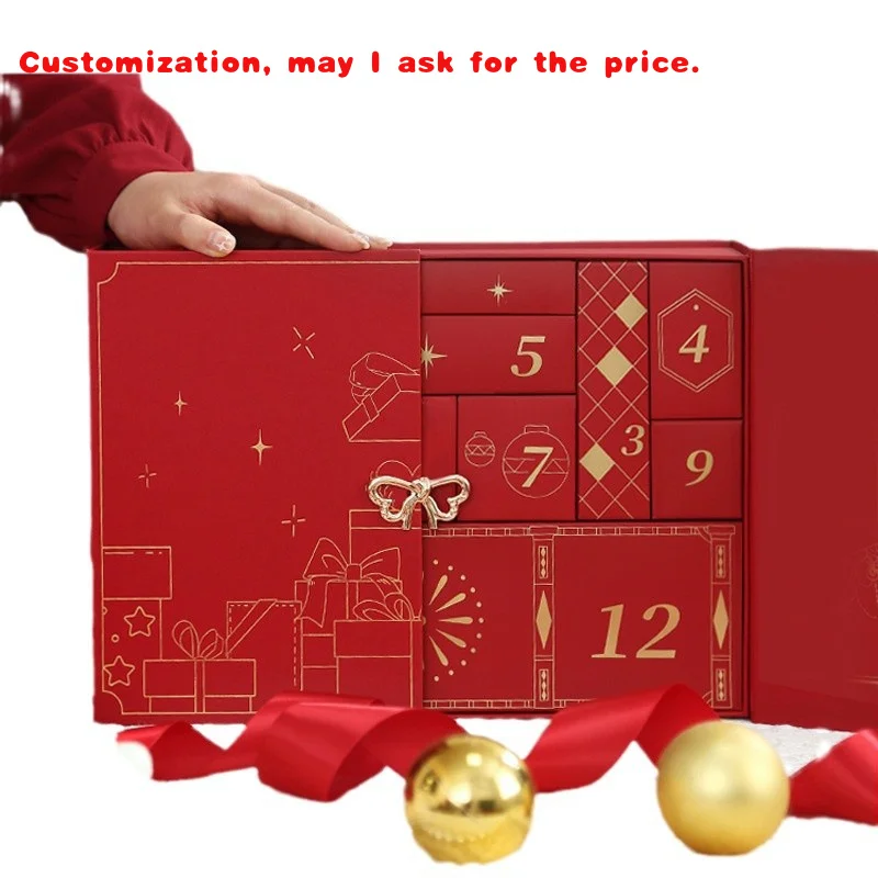 custom.Custom Candle Jewelry Cardboard Box Advent Calendar Box With 12/24/25 Drawer Two Door Magnetic Box