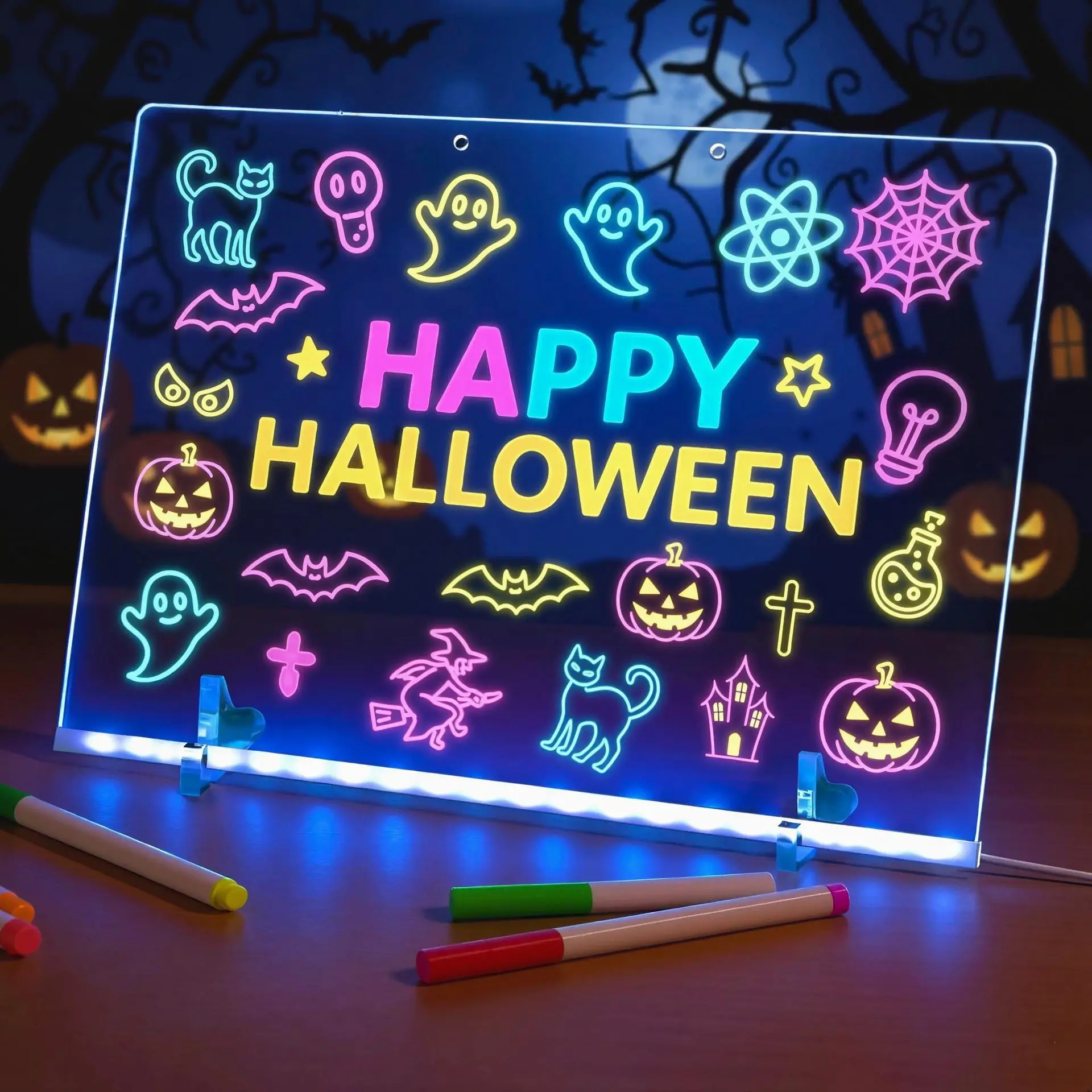 Home Decor Gift Acrylic Luminous Erasable Transparent Shop Ad Billboard Board Led Fluorescent Panel For Desktop Lighting Display