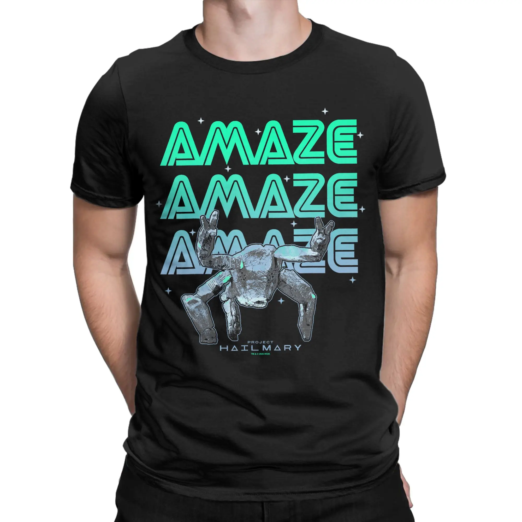 Project Hail Mary Amaze Eridani-Rocky T-Shirts Men Neon Portrai Cotton Tees Round Neck Short Sleeve T Shirt Plus Size merch