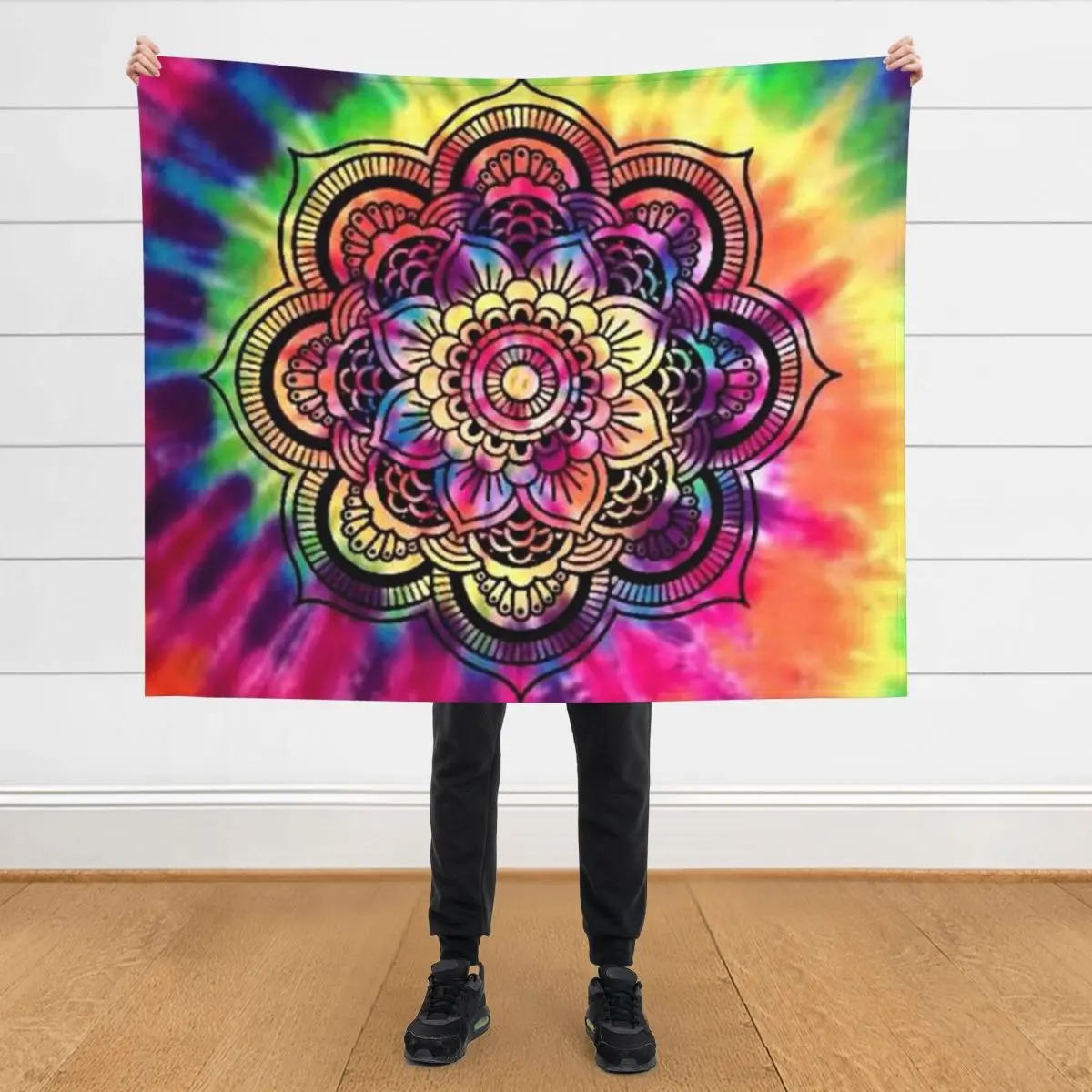 

Одеяло Rainbow Tie Dye Мандала, фланелевые винтажные утяжеленные одеяла