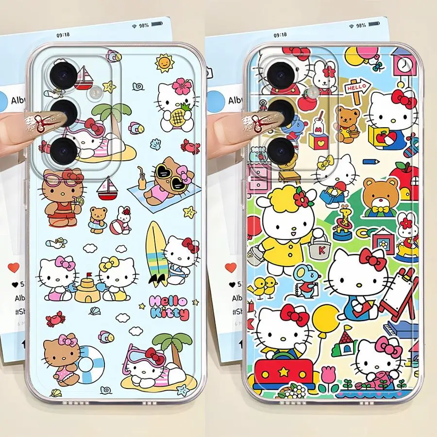 Various Cute Hello Kitty Clear Phone Case For Samsung Galaxy S26 Ultra S25 S24 FE S21 S23 Plus A56 A55 A54 A53 A36 A35 A33 Cover