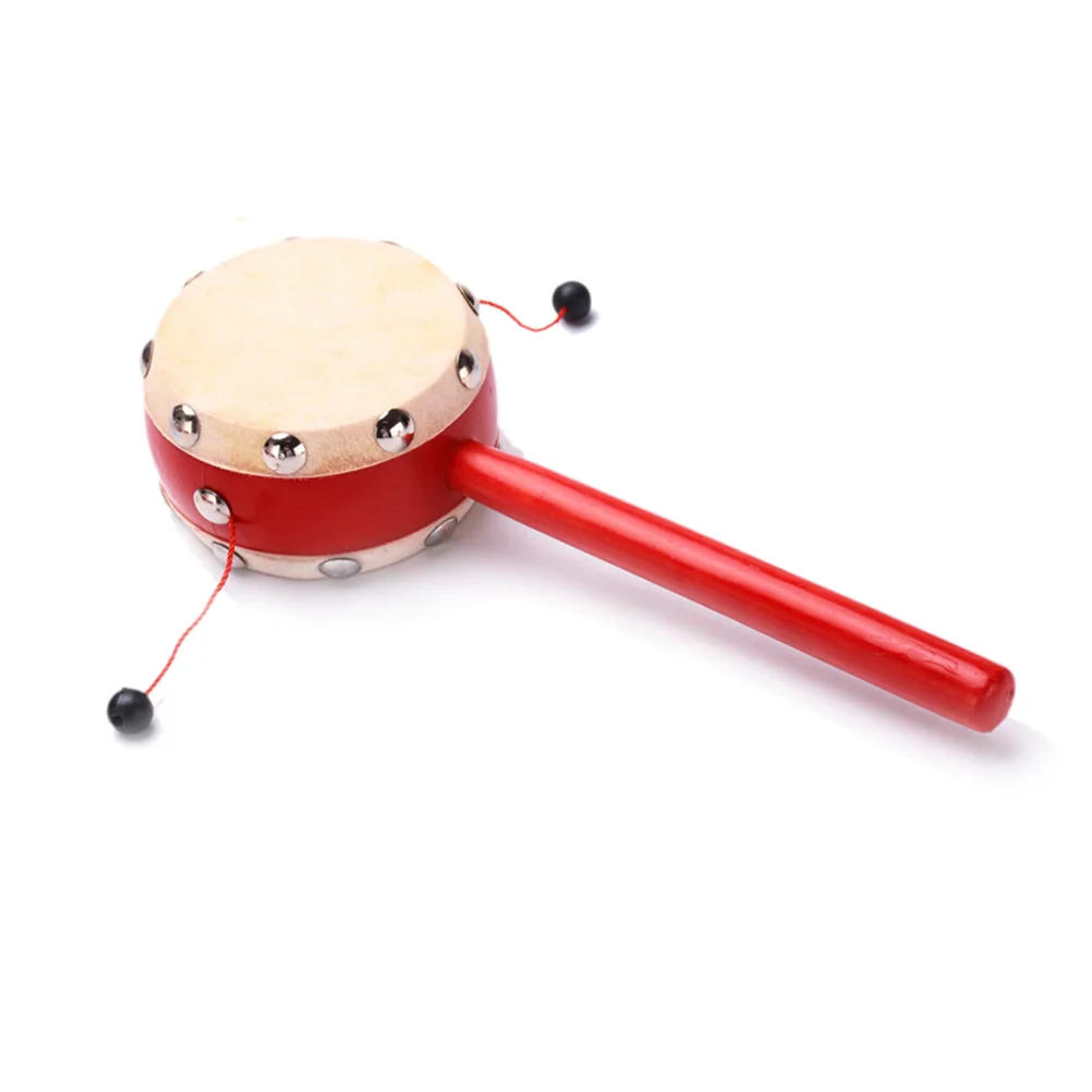 2 Pcs Rattle Drum Toys Instruments for Kids Double Sided Baby Drums Musical Wooden
