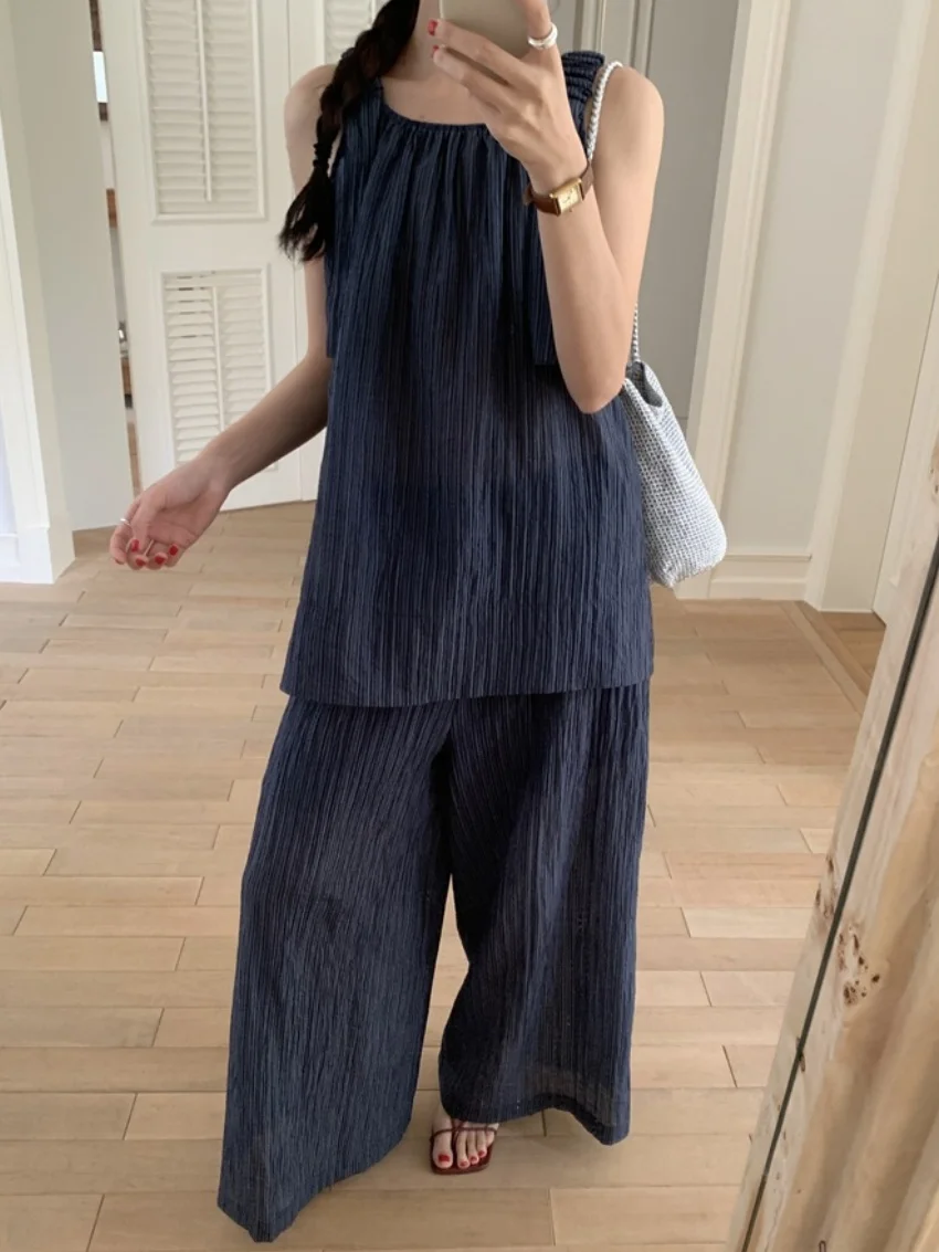 Alien Kitty Slim Women Lazy Style Suits Chic New Loose Vest Casual Summer 2025 Gentle Holiday Daily Wide Leg Straight Pants