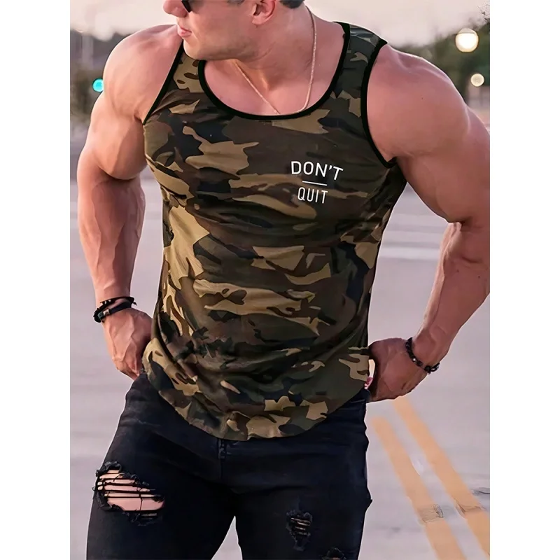 

3D Printed Cool Camouflage Tank Tops For Men Color Block Pattern Tees Summer Casual Loose Street Sports Round Neck Vest Top