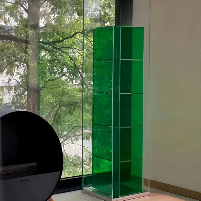 Artistic glass floor-to-ceiling bookcase, display storage corner bookshelf