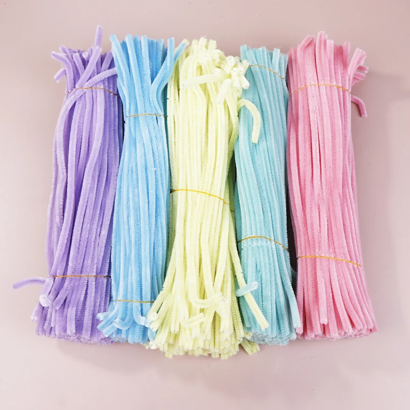 100Pcs Chenille Stem Pipe Kids DIY Creative Toys Chenille Sticks Cleaners Kindergarten Educational Handmade Material Plush Strip