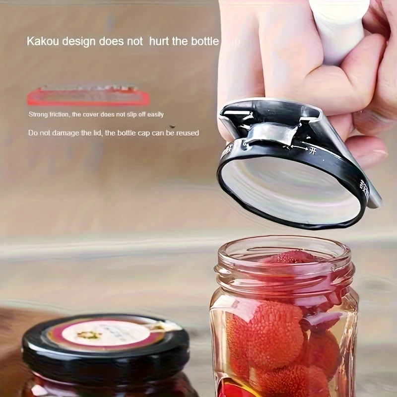 

Stainless Steel Can Opener Labor-Saving Unscrew Lid Multifunctional Opener Home Adjustable Rotating Bottle Opener Kitchen Tools