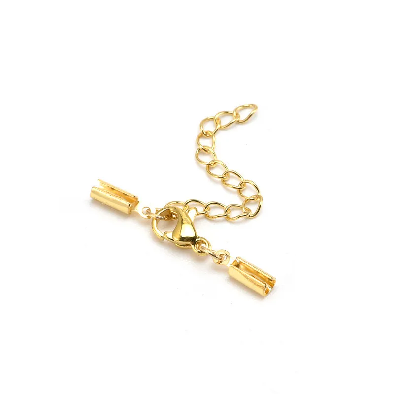 5 Stück Edelstahl-Kordelklammern, Crimp-Perlen, Endkappen mit Karabinerverschluss, passend für Armbänder, Halsketten, DIY-Schmuckherstellung, Bastelzubehör – Detail 2