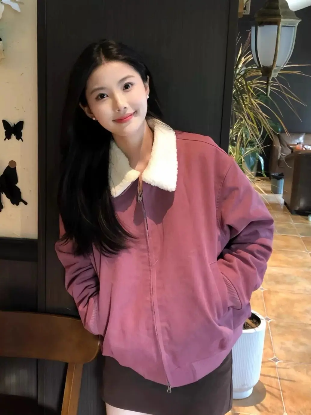 Vintage American Style Lamb Wool Jacket Autumn Winter New Thickened Loose Lapel Cotton Coat