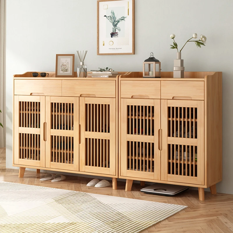 

Nordic Solid Wood Shoe Cabinet Entry Large Capacity Storage Cabinet Partition Small Door Entrance Schoenenkast Furniture WKSC