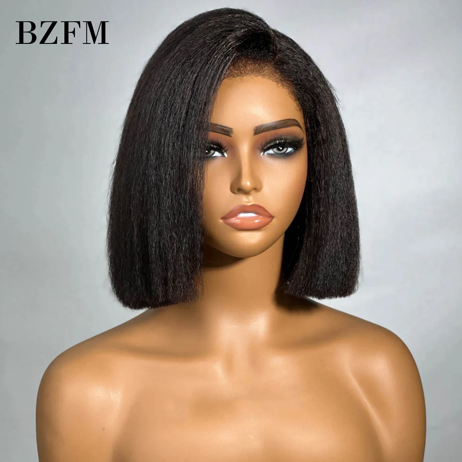 10 12 Inch Short Kinky Straight Bob Human Hair Wigs for Women 180 Density 13x4 Lace Frontal Wig Natural Raw Hair Lace Front Wig