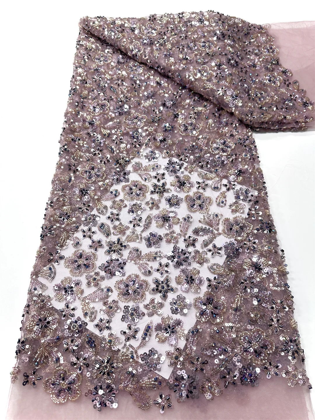 

Африканская тяжелая кружевная ткань с бисером, 2024, высокое качество, нигерийское кружево с блестками и жемчугом, французский тюль, ткань для свадебного платья