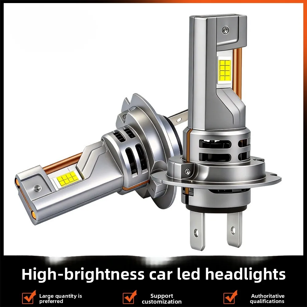 New car led headlights high power three copper tube in-line h7 far and near integrated car headlights fog lights