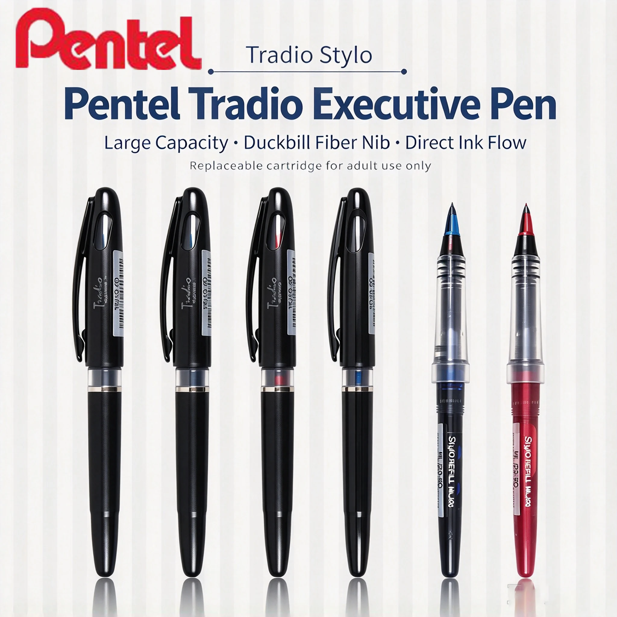 Pentel TRJ50 Tradio Sign Pen Water-Based Integrated Clip Executive Sign Pen Replaceable Refill for Creative Writing & Office Use