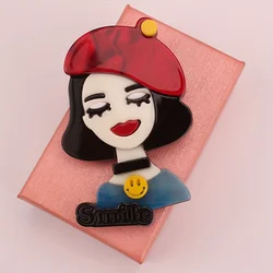 handmade fashion accessories acrylic cartoon women portrait brooches popular clothing bag accessories