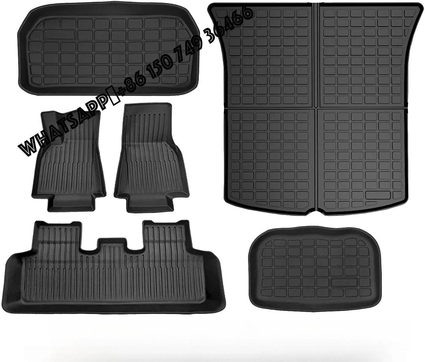 

All Weather Floor Mat 6pcs Front Rear Cargo Liner Mat Waterproof Anti-Slip Floor Mat Custom Fit for Tesla Model Y