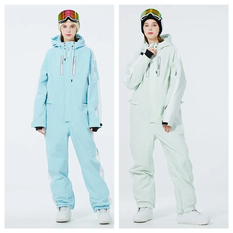 

New Ski Jumpsuit Luxury Men Women Thermal Snow Mountain Overalls Outdoor Wear Waterproof Windproof Snowboard Clothes Girls
