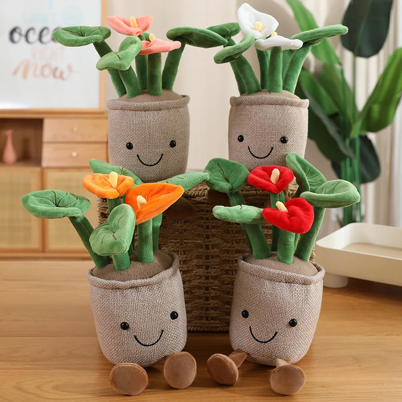10/35cm Cartoon Hot Sale Flower Anfria Potted Plush Doll Hanging Color Simulation Plant Plush Toy Home Decoration Gift For Child
