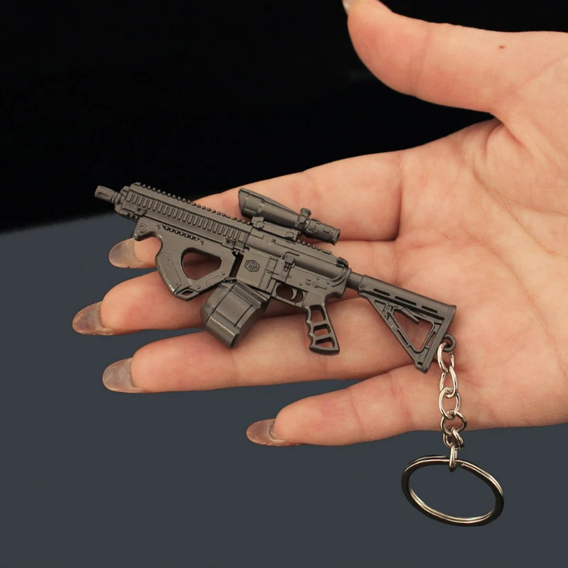 9 センチメートル/3.54 インチアリーナブレイクアウトミニ H416 アサルト小型銃キーホルダーゲーム周辺機器ペンダント金属武器モデルコレクションギフトおもちゃ