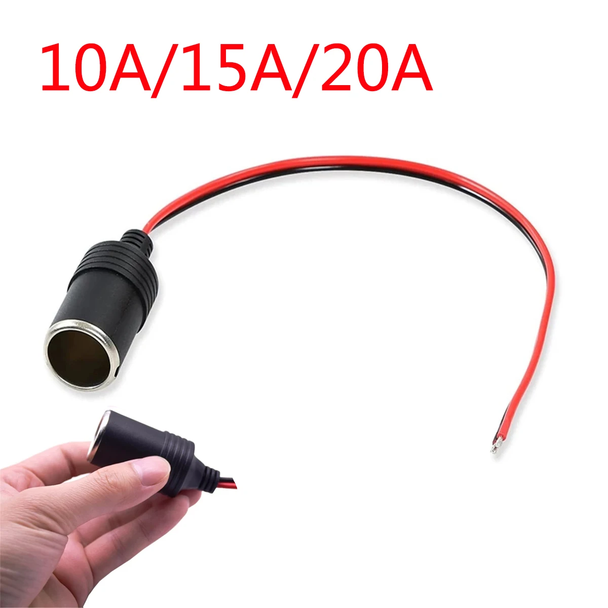 Car Cigarette Lighter Charger Cable 12V 24V 10A 15A 20A Female Socket Plug Connector Adapter 30cm Charging Extension Cord