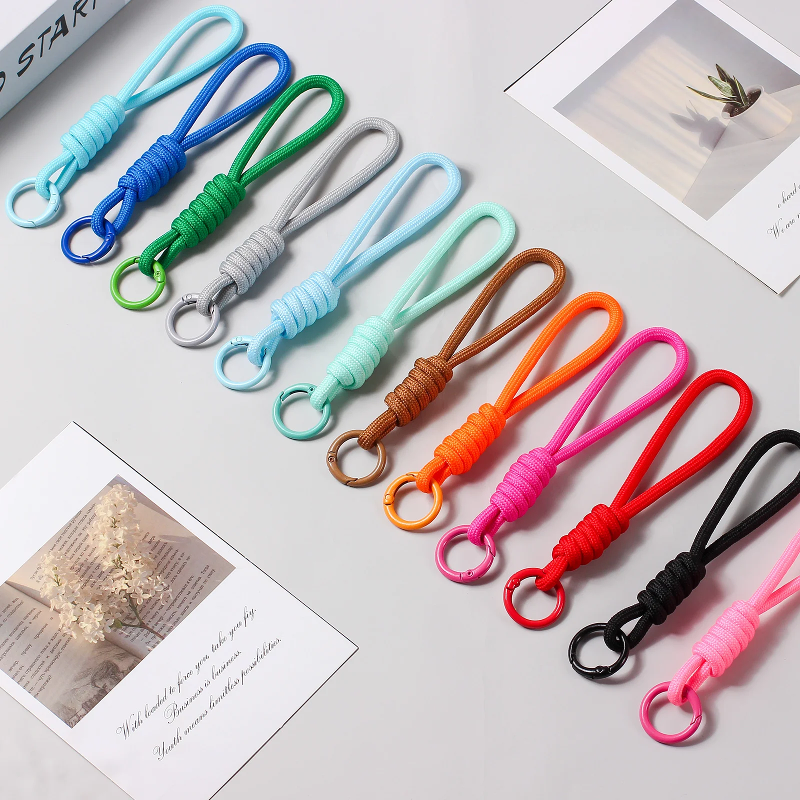 1/3/6 Stück Bunte Geflochtene Schlüsselbänder für Handyhüllen, Anti-Verlust Knotenband für Frauen, Autoschlüsselanhänger, DIY-Zubehör, Schlüsselring – Detail 6