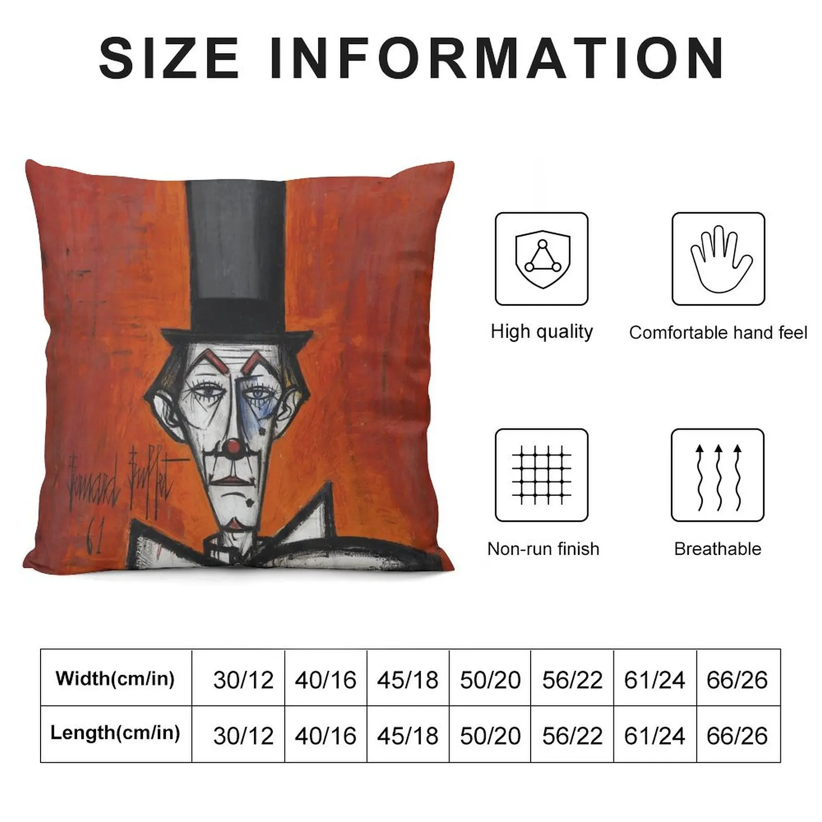 Tete de Clown - Bernard Buffet Throw Pillow Custom Cushion Throw Pillow pillow