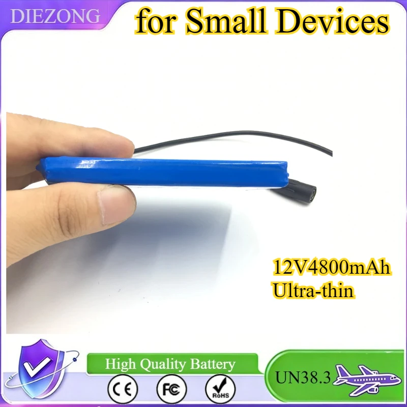 

New 12V Battery Pack 4800mAh DC 12.6V Rechargeable Ultra-thin Polymer Lithium Battery for Small Devices