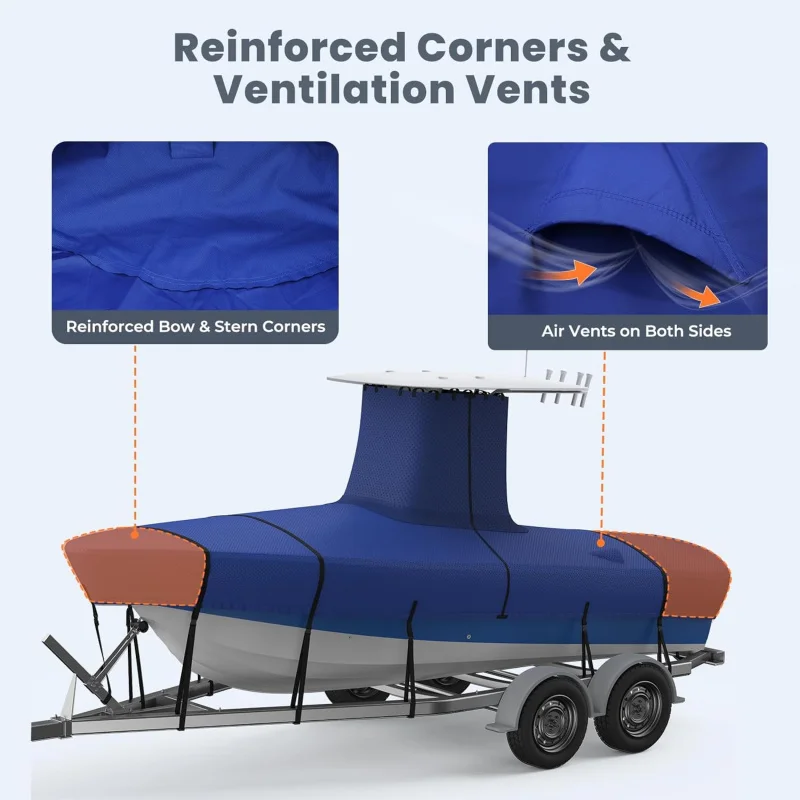 중앙 콘솔 보트 Whi용 모터 커버 포함, 100% 방수, 찢어짐 방지 폴리에스터, 1200D T 탑 보트 커버 업그레이드