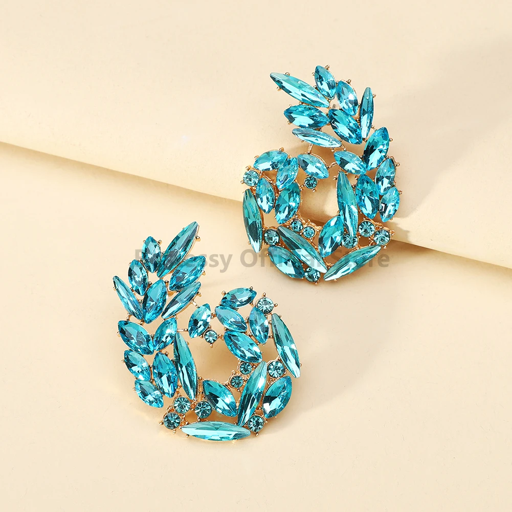 

Luxury Gorgeous Imitation Gemstone Sparkling Rhinestone Stud Earrings for Women Party Prom Wedding Bride Jewelry Accessories