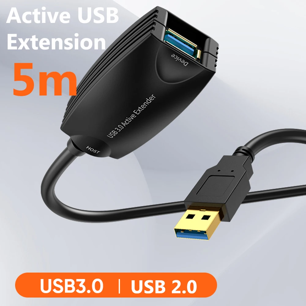 5M USB 2.0/USB 3.0 Aktives Verlängerungskabel mit Verstärker, Aktives USB A Stecker auf Buchse Verlängerungskabel für PC, Laptop, Drucker, Scanner